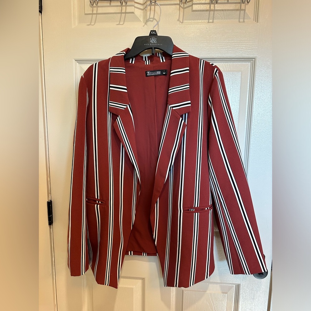Red / white striped blazer - 7th Avenue